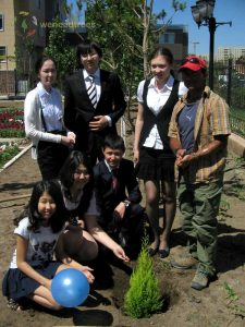 Planting tree in Nazarbaief Intelectual school 