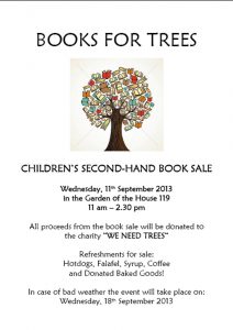 Book sale in Montessori school for trees